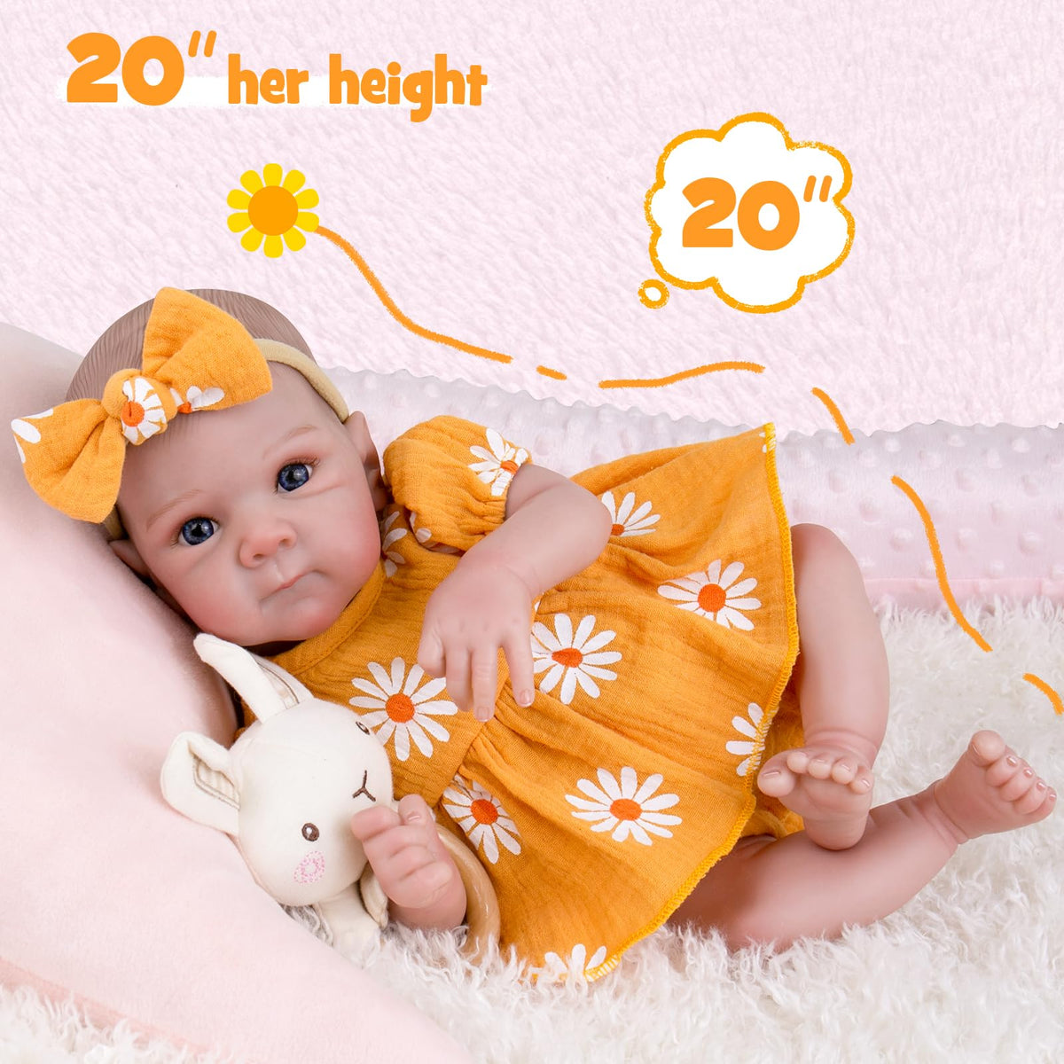 Close-up of face detail on Aori Reborn Baby Doll, hand-painted features