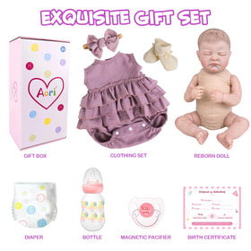 Aori reborn doll wearing a coordinated outfit for festive display
