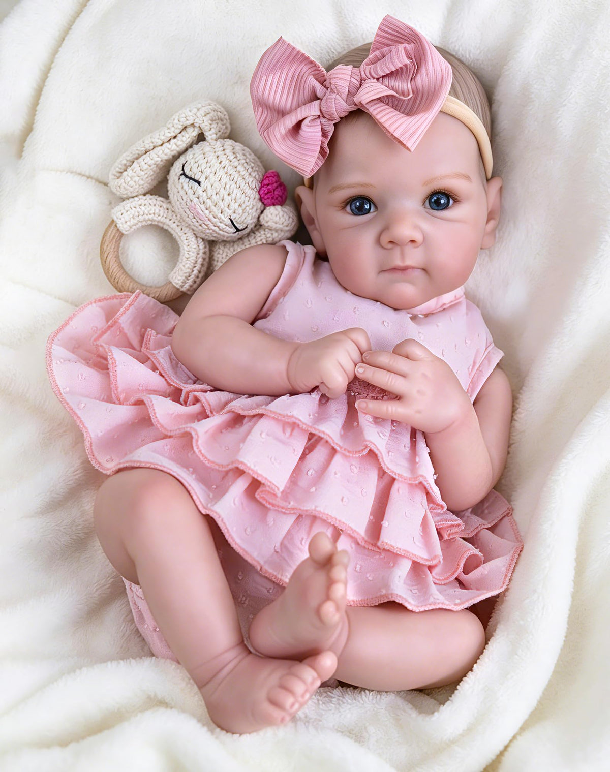 Aori Reborn doll lifelike face with hand-painted blush enhances realism for playtime