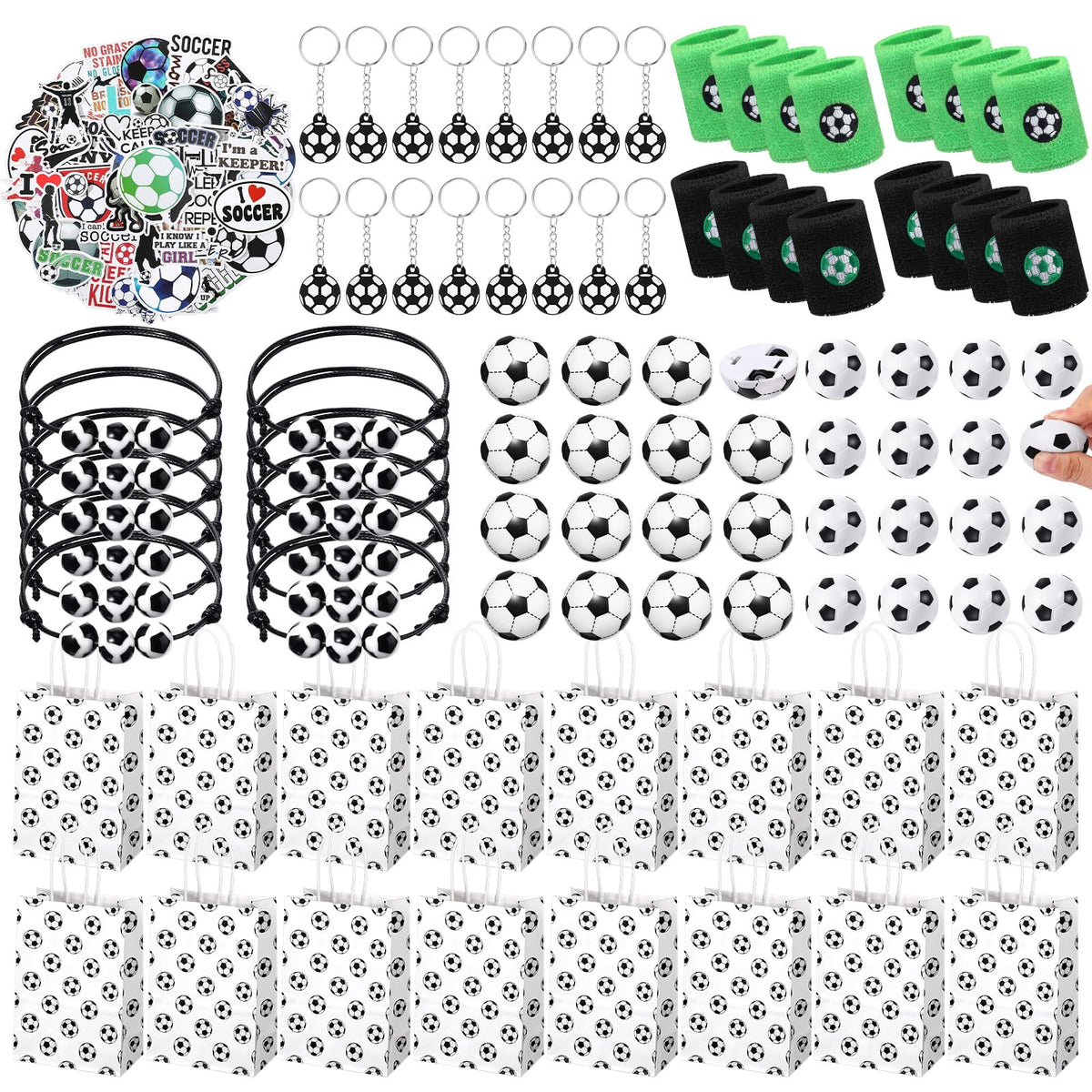 Aoriher 162 pcs soccer party favors pack with vibrant gift bags for kids' celebrations