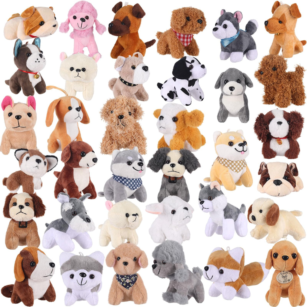 Aoriher 36-pcs mini plush dogs bulk pack for party favors