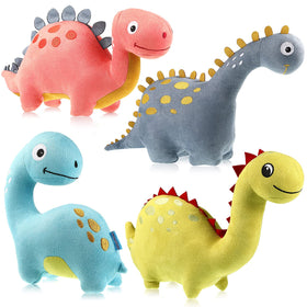 Aoriher 4-pack 9-inch dinosaur plush toys for bright decor and sharing.