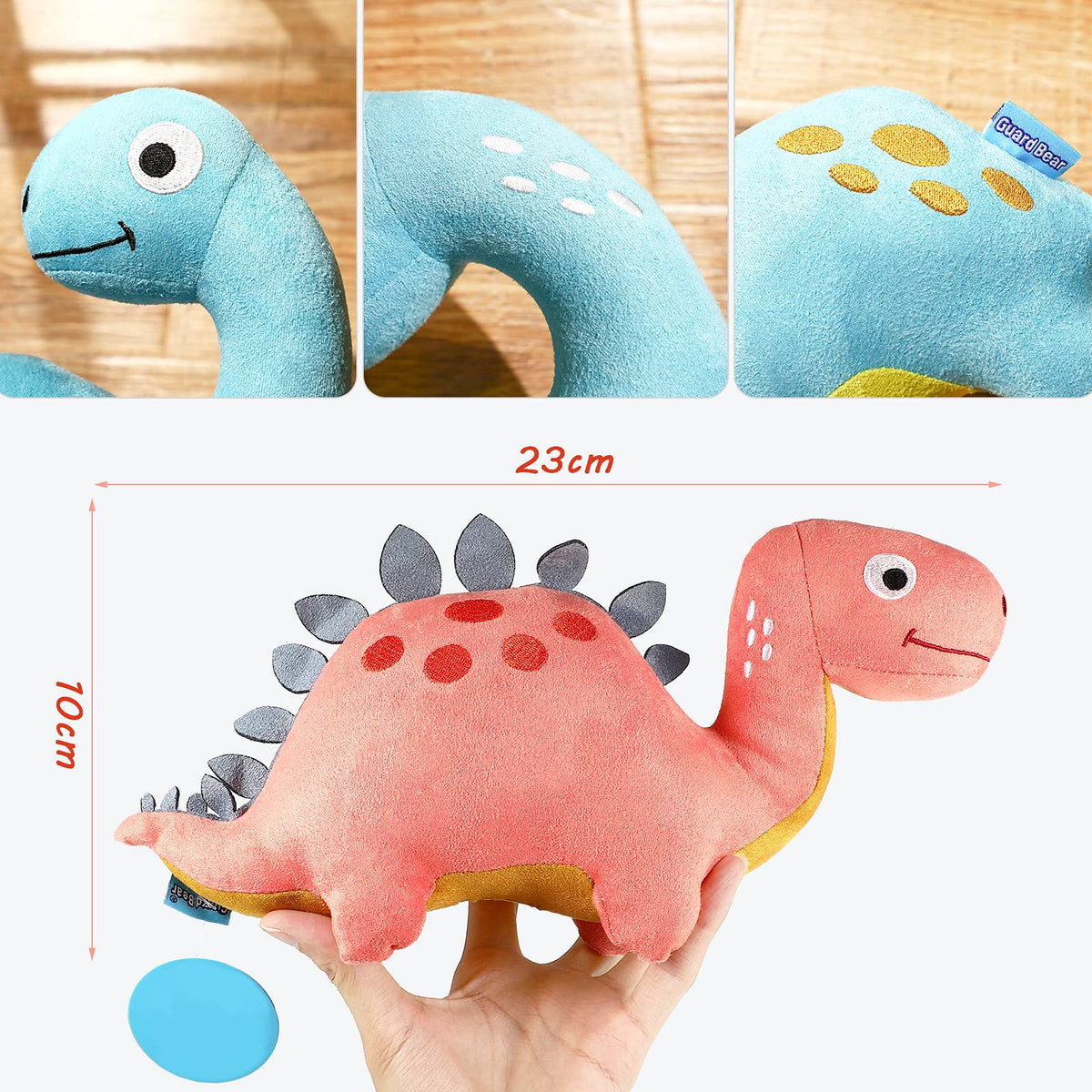 Aoriher 9-inch blue dinosaur plush adds portable cuddle comfort.
