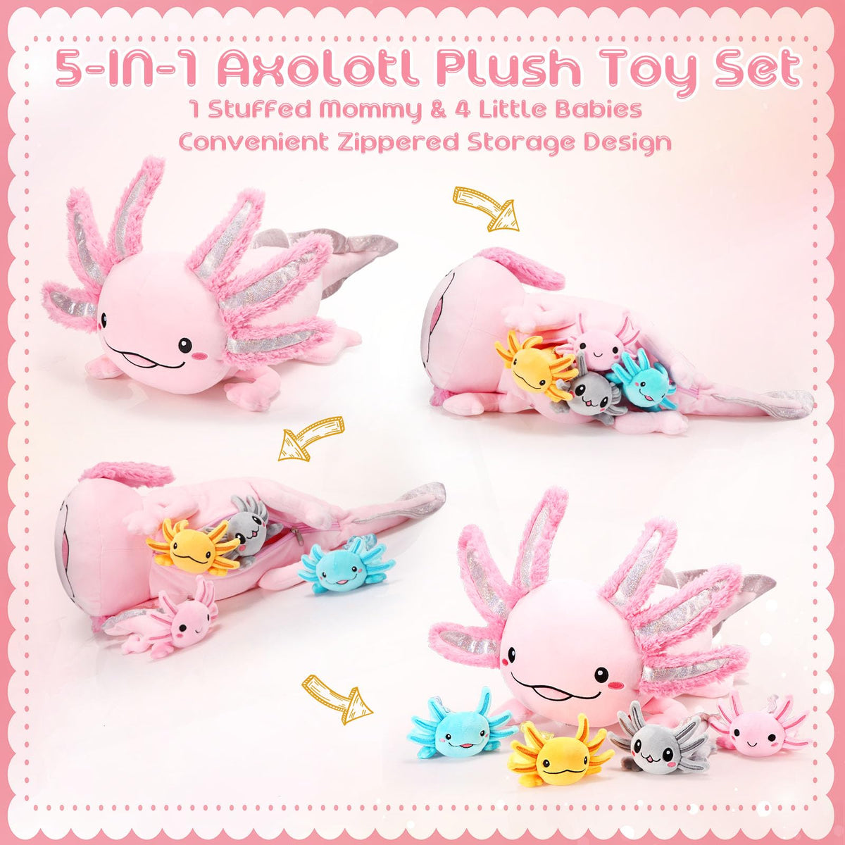 Aoriher 6 inch green axolotl baby plush soft sensory toy for imaginative play