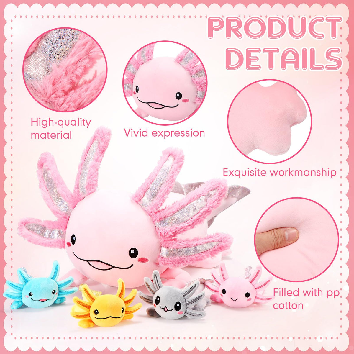 Aoriher 6 inch purple axolotl baby plush colorful story time friend