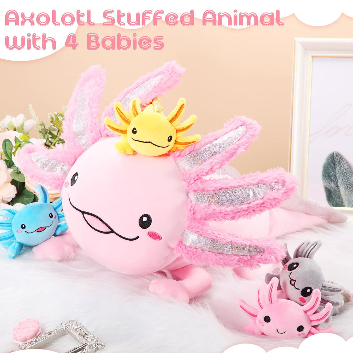 Aoriher 6 inch yellow axolotl baby plush cheerful cuddle buddy for naps
