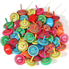 Aoriher colorful wood spinning top in rainbow hues enhances focus.
