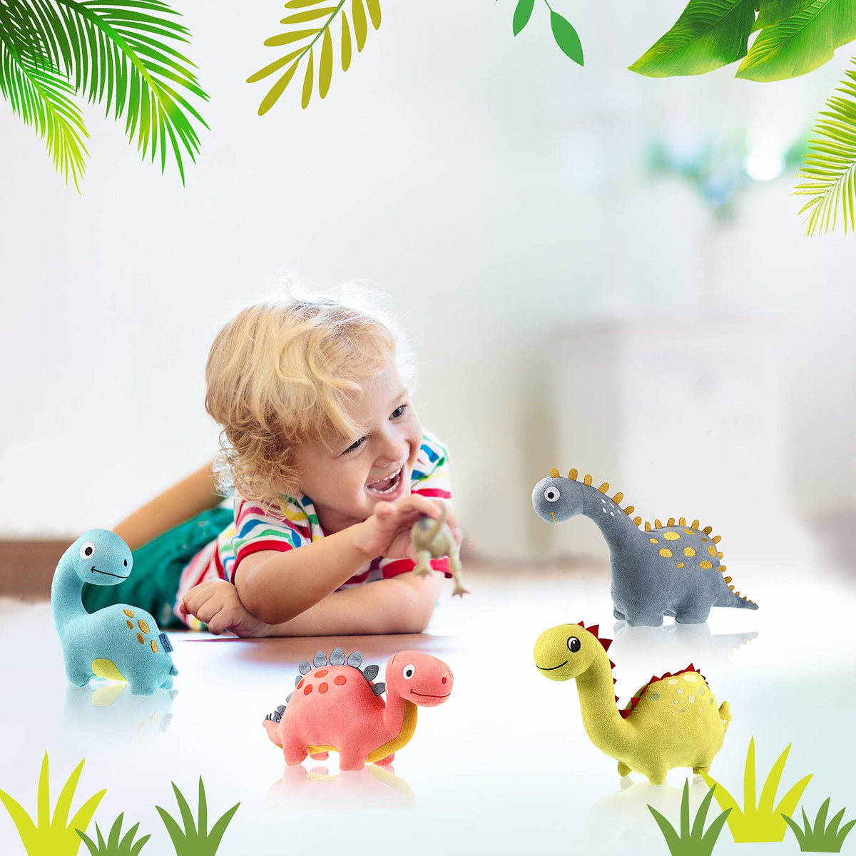 Aoriher dinosaur plush room décor accent for desks and shelves.