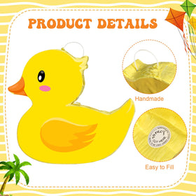 Aoriher duck pinata with stick ready for a playful crowd game.