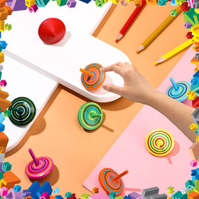 Aoriher educational wood top promotes coordination and dexterity.