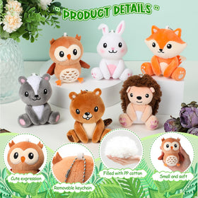 Aoriher mini woodland beaver plush keychain, playful desk friend