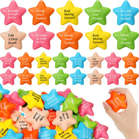 Aoriher star stress ball in 6 colors with motivational quotes for portable relief.