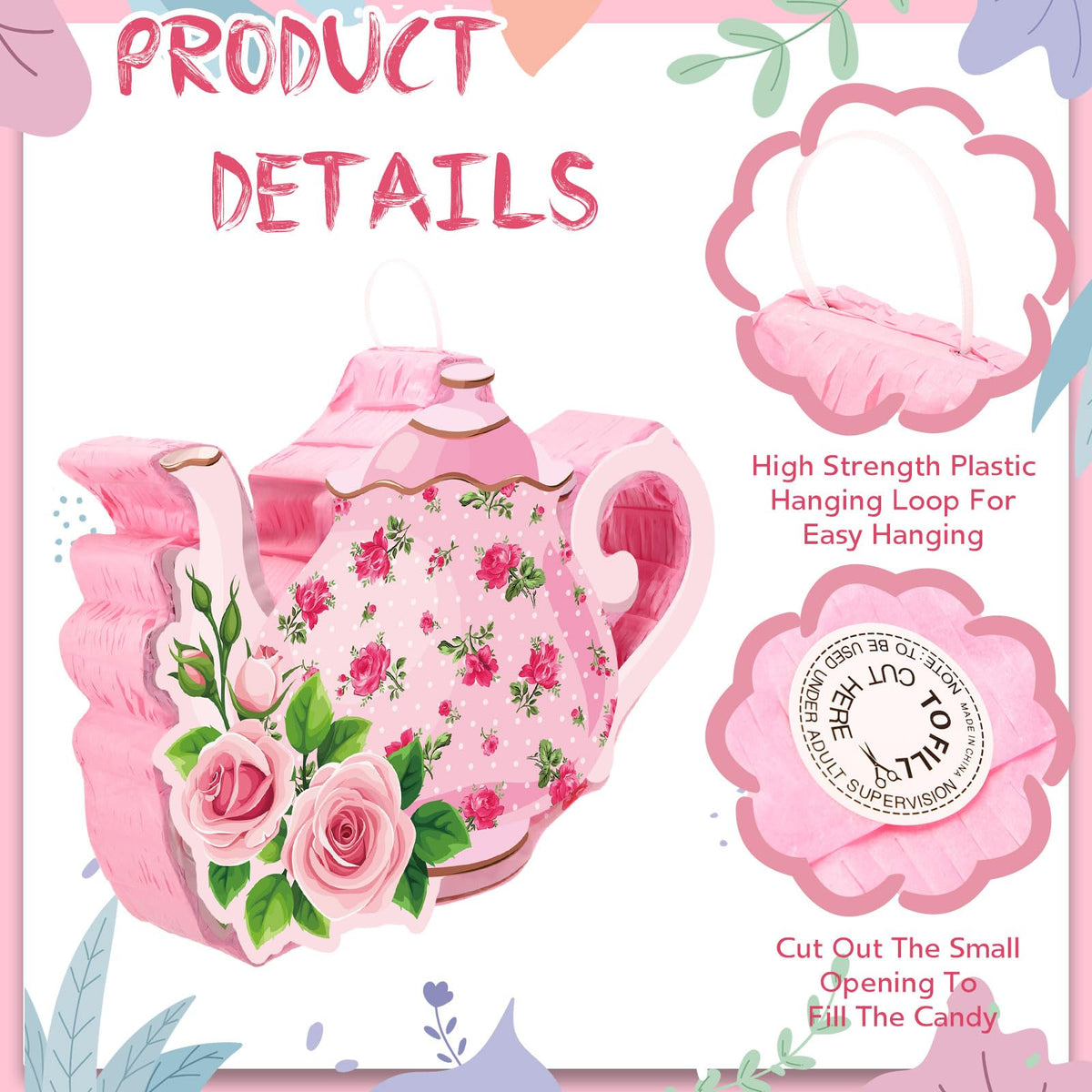 Aoriher tea party pinata blindfold included for playful party games.