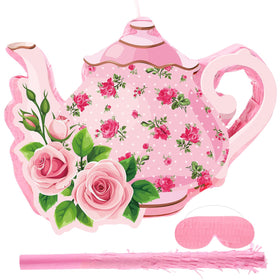 Aoriher tea party pinata teapot pink decor enhances tea party vibes and photo moments.