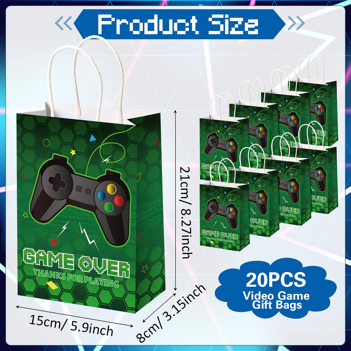 Aoriher video game gift bags for colorful party decor and gifts