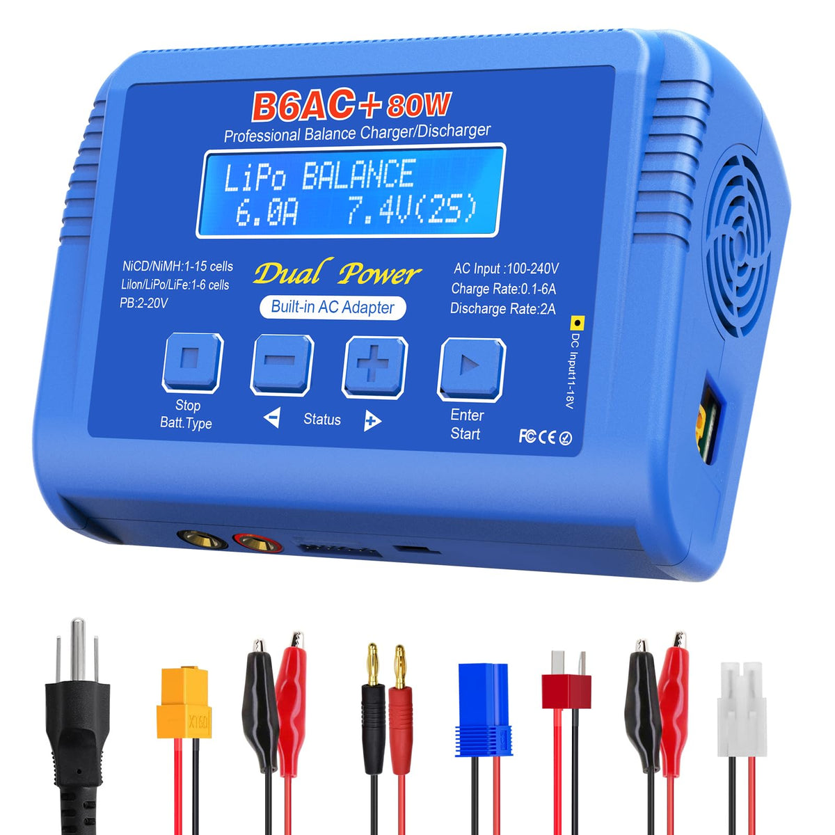 Aorika B6AC balance charger front view for compact desk setup.