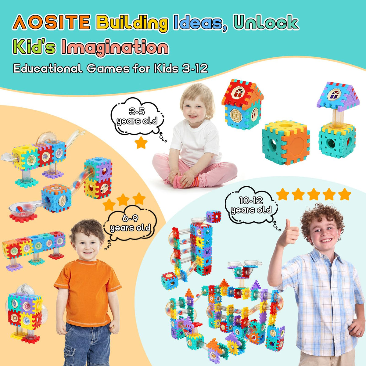 AOSITE colorful marble tracks inspire creative problem solving during play.
