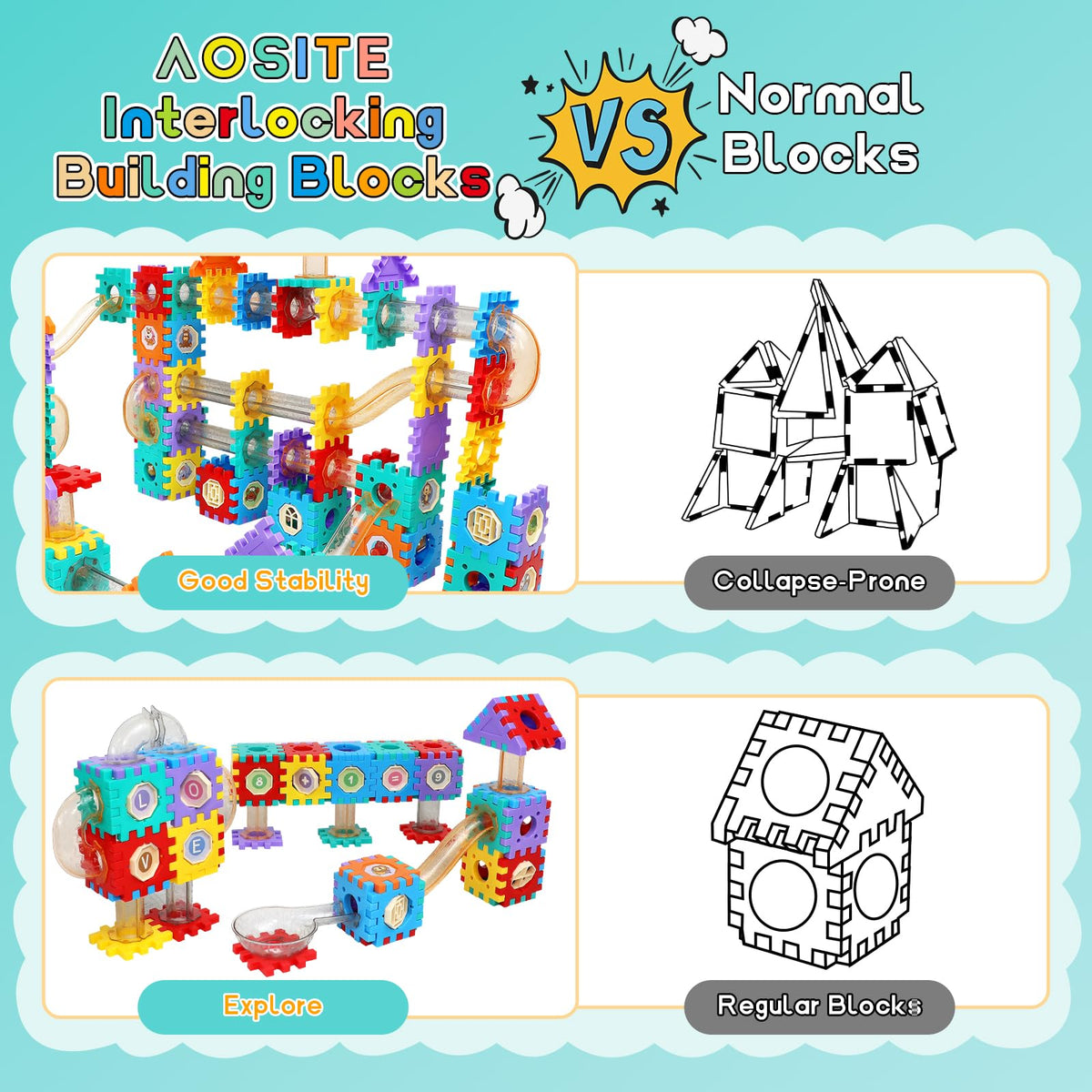AOSITE marble ball rolling through tracks sparks hands-on exploration.