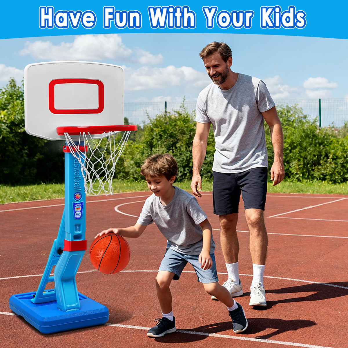 AOSPHYS toddler hoop height adjustable from 27.6 to 54 inches.