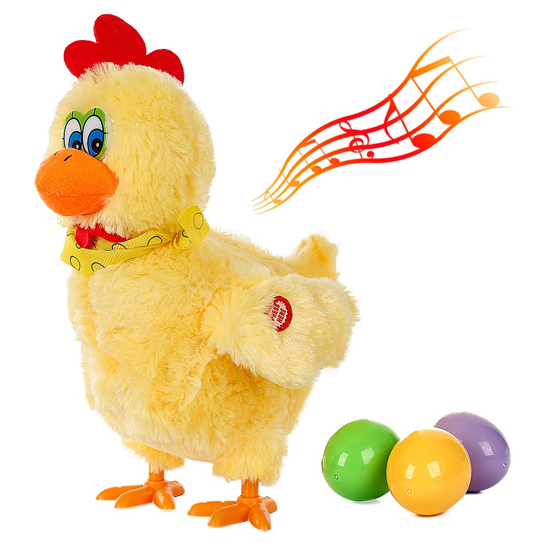 AOSUYOU Easter chicken toy doll lays eggs for playful Easter fun and imaginative play
