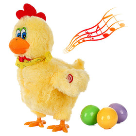AOSUYOU Easter chicken toy doll lays eggs for playful Easter fun and imaginative play