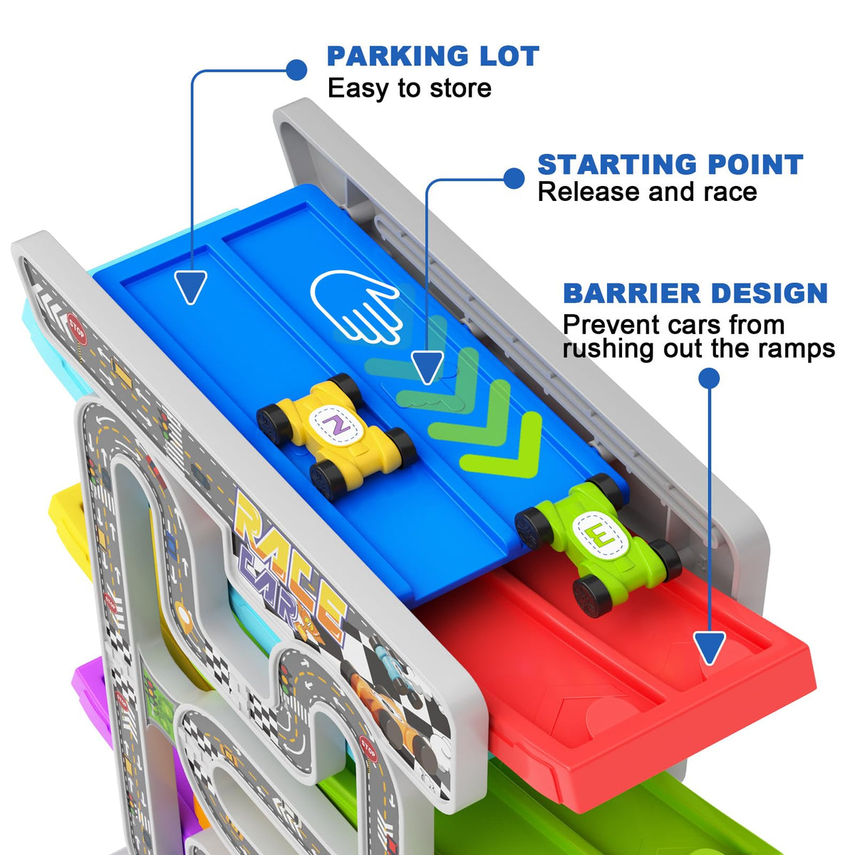Aotipol pull-out parking lot base keeps cars organized for quick resets.