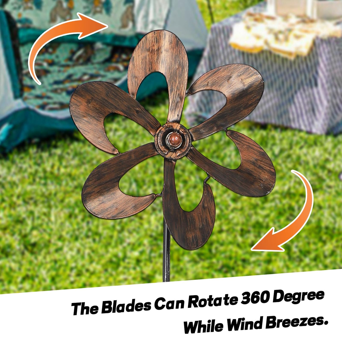 Aoutrow bronze wind spinners brighten garden with vibrant color and motion