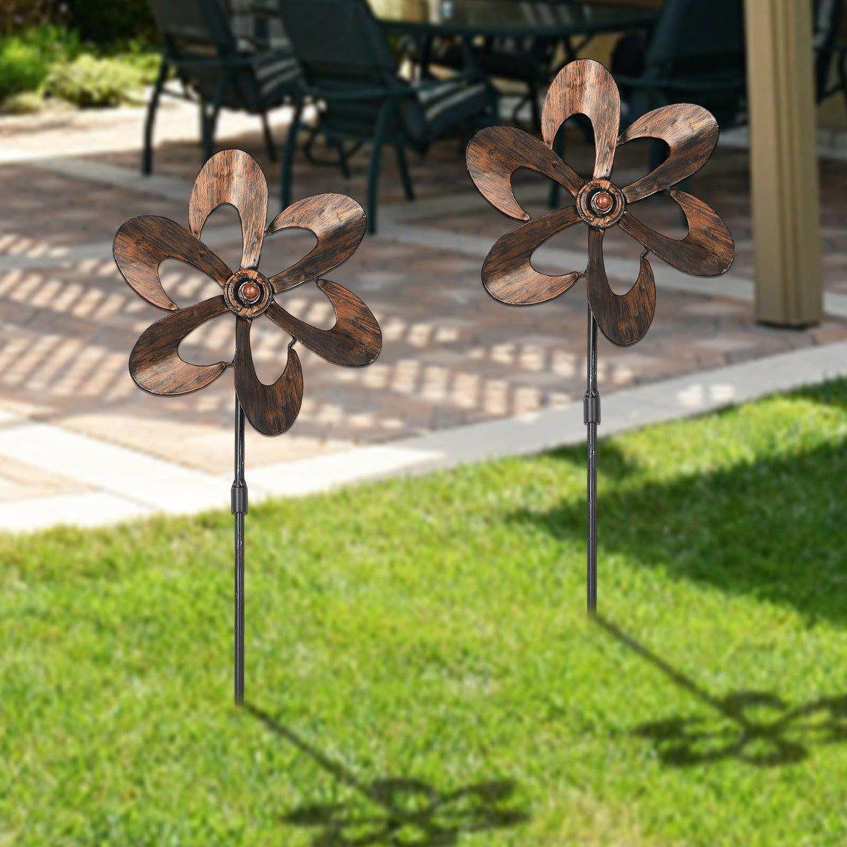 Aoutrow wind spinners feature waterproof, rust-resistant coating for outdoor longevity