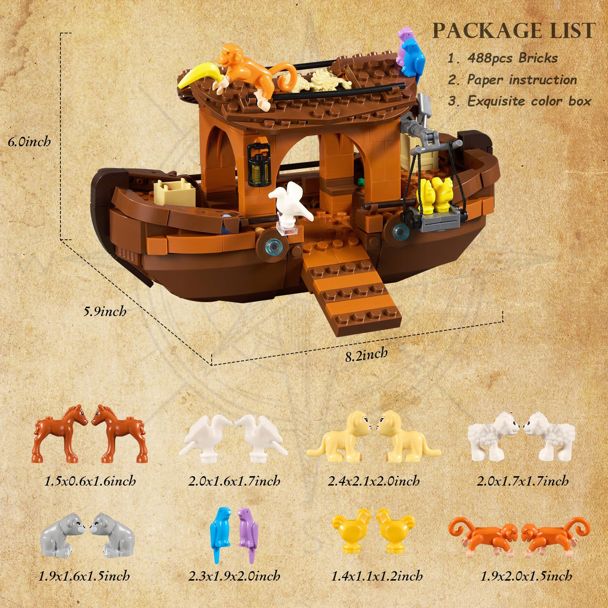 AOXEKBOLO animal minifigure set with diverse pairs for imaginative scenes