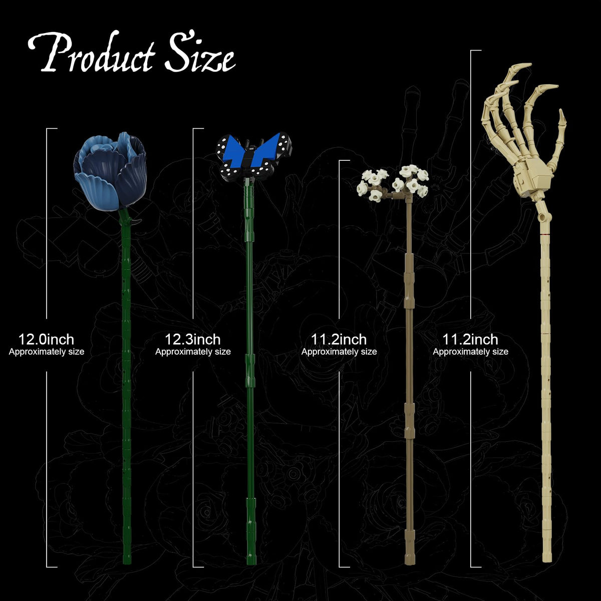 AOXEKBOLO dark aesthetic rose petals model for immersive assembly and display.