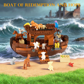 AOXEKBOLO Noah's Ark upper cabins assembly for easy construction and storytelling