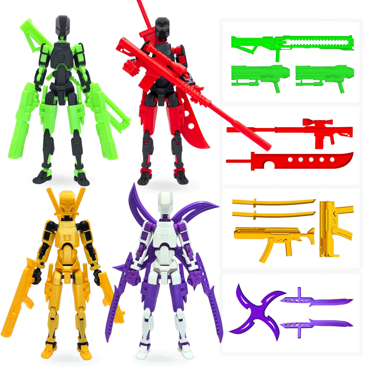 apcute t13 four-pack action figures ready for display and collection
