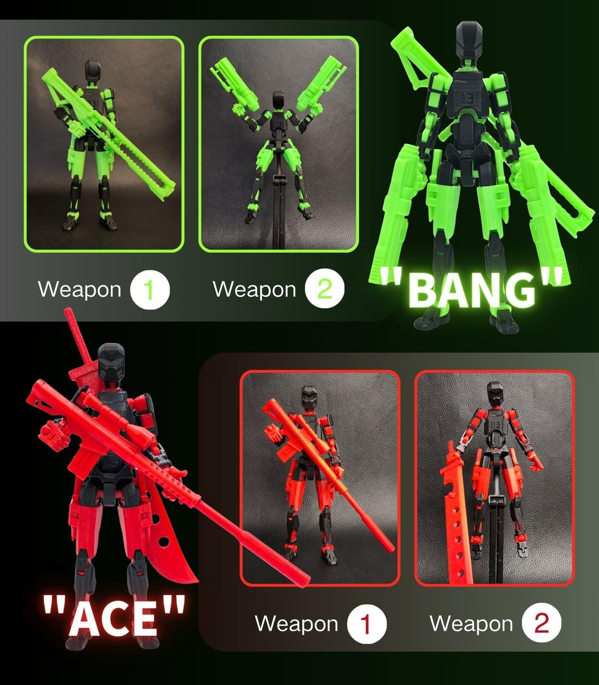 apcute t13 weapon accessory set with multiple weapons and hands for customization