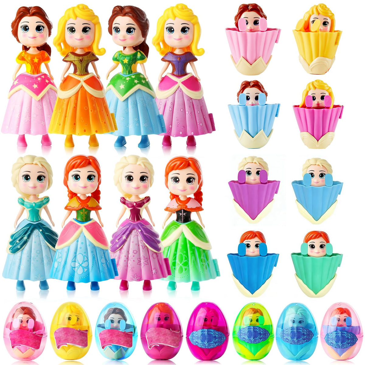 Apear1 Easter egg princess kit with colorful eggs and princess dolls for imaginative play.