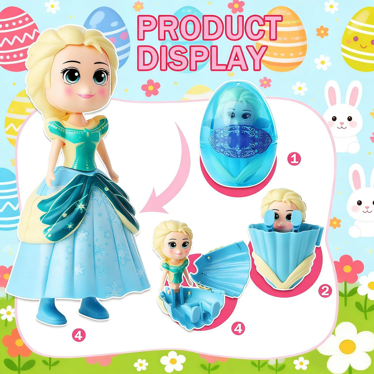 Apear1 Easter eggs featuring princess dolls and varied hairstyles for creative storytelling.