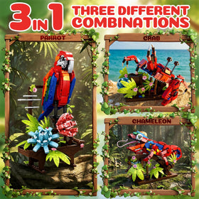 APENGBAOL 3-in-1 parrot build set chameleon model with articulated joints for dynamic posing