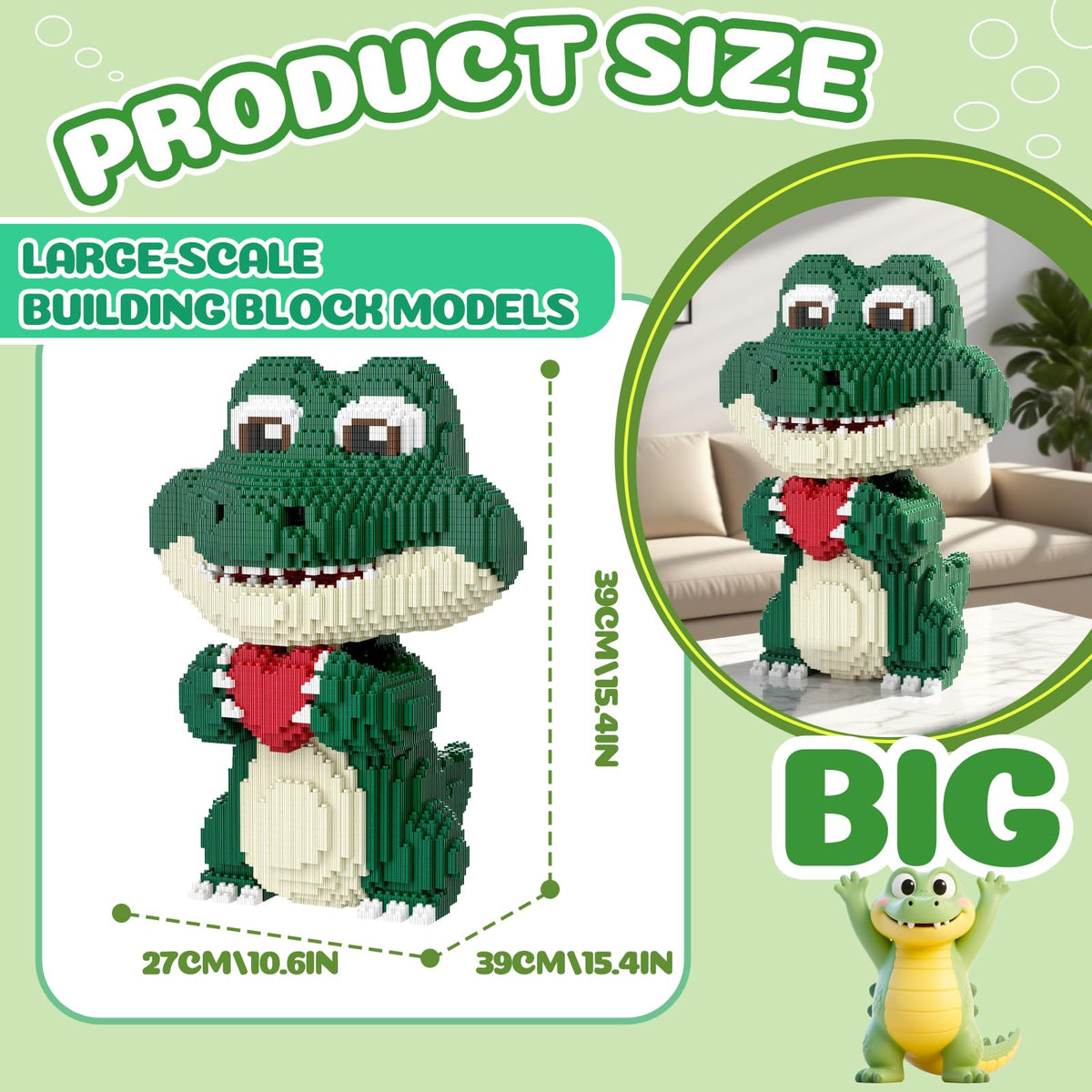 APENGBAOL crocodile micro blocks showing precise fit in a detailed 3D model.
