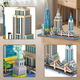 APENGBAOL Brooklyn Bridge micro blocks model adding elegant detail to a desk display.