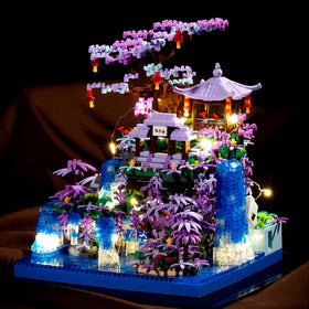 APENGBAOL Peach Blossom Pond waterfall adds a serene night glow to your desk centerpiece.