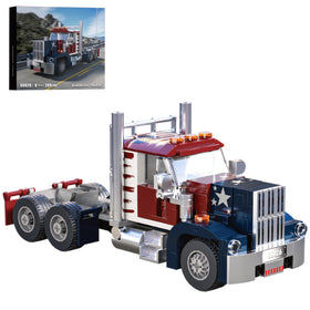 APENGBAOL semi-truck building set shown as a complete desk display