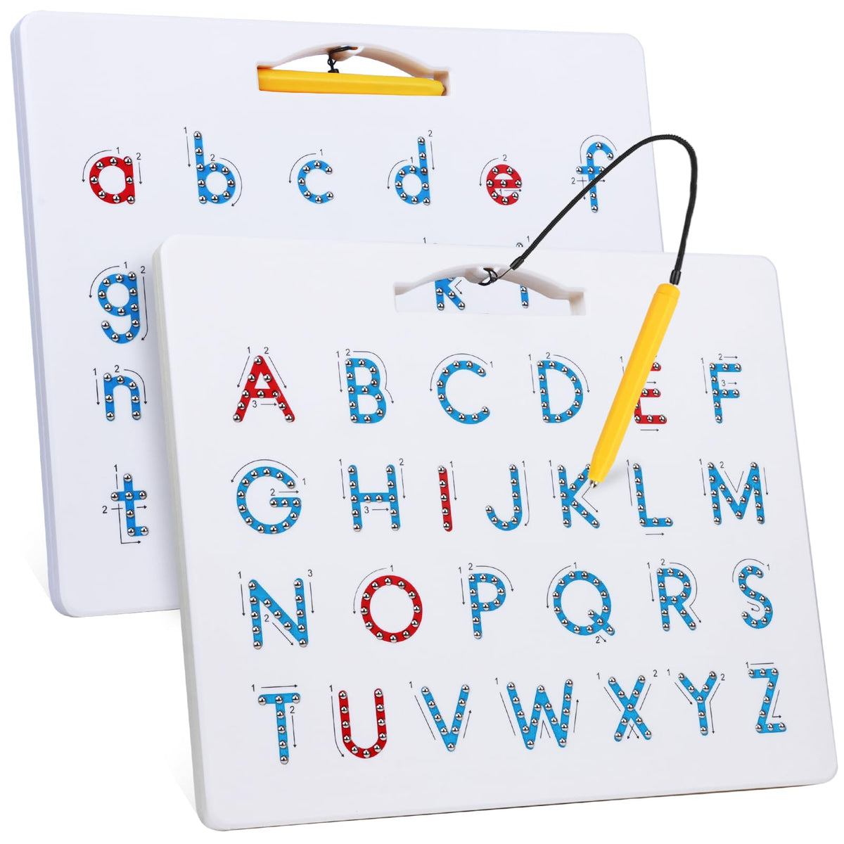 Apfity magnetic alphabet tracing board double sided with upper and lower case letters for early literacy