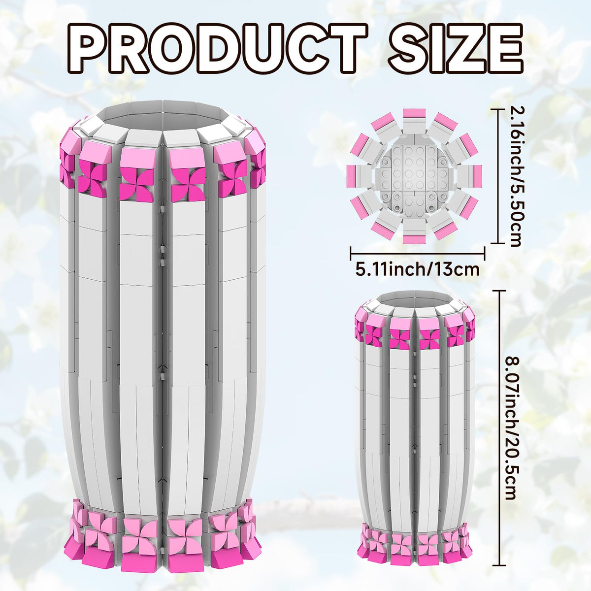 Finished Aphpaio pink vase measures 20.5 x 13 x 5.5 cm.