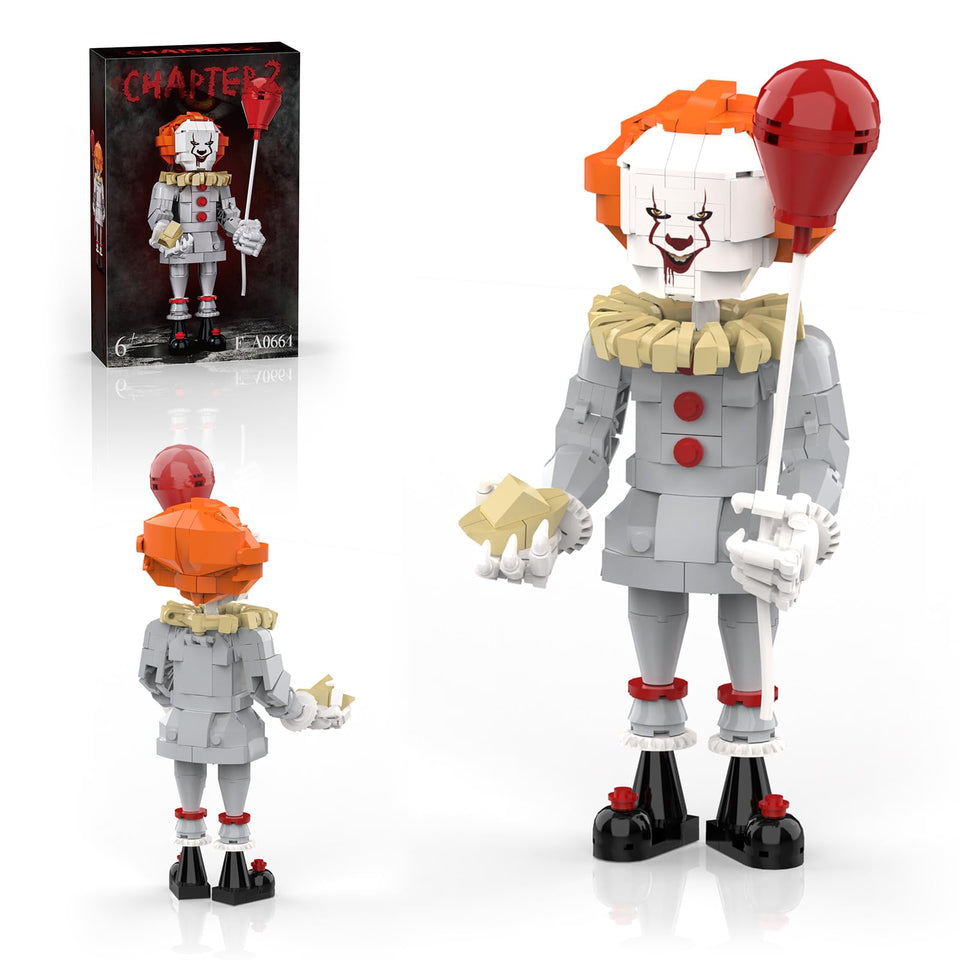 aphpao Pennywise clown building set with red balloon, ideal horror display