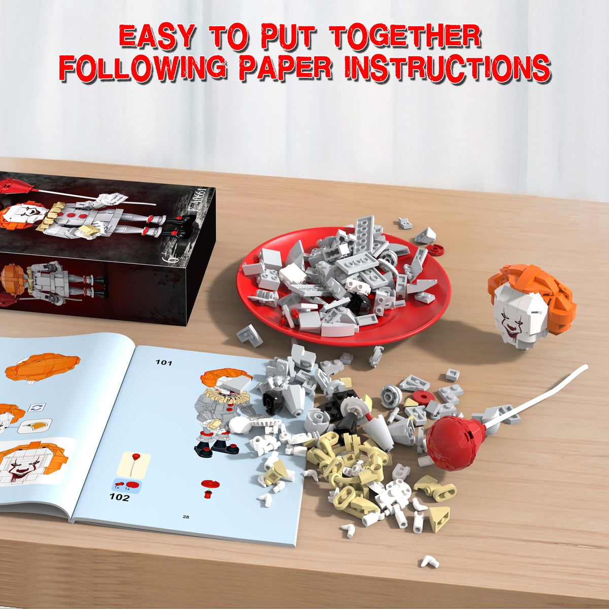 aphpao Pennywise building kit instruction manual and numbered bags for easy assembly