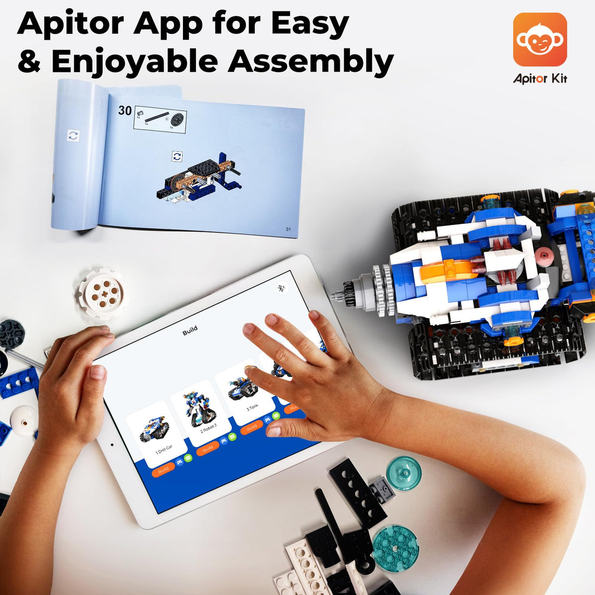 Apitor app control offers four modes for varied play.