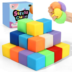 APLIST 27-pack slow rising stress cubes in vibrant colors for calm, focused play.
