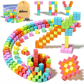 Apluses magnetic blocks in bright colors for creative play and fine motor skills.