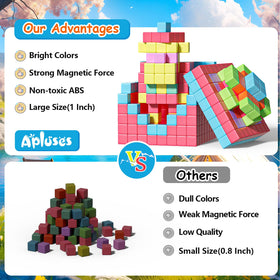 Apluses one-inch blocks designed for small hands and easy stacking.