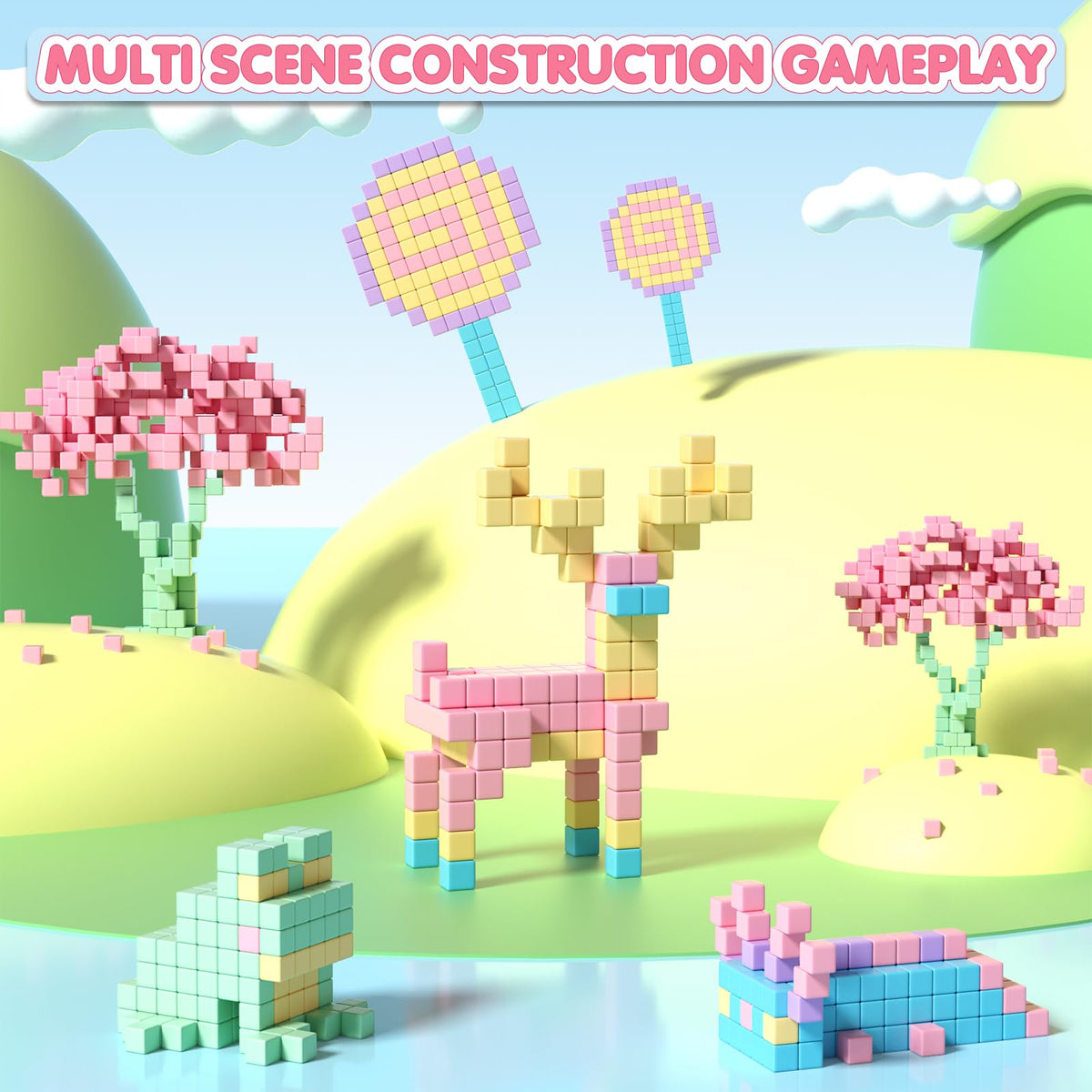 Apluses 45PCS magnetic blocks with idea booklet to spark guided creativity.