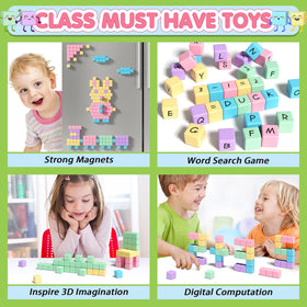 Apluses child-safe magnetic blocks with smooth edges for worry-free toddler play.